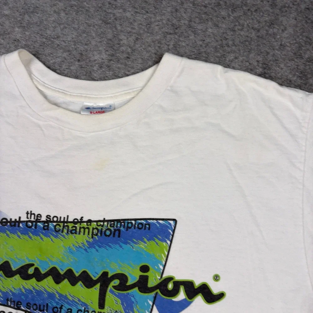 Champion T-Shirt Mens XL White Vintage 90s Soul of a Champion Graphic Tee - Picture 5 of 13